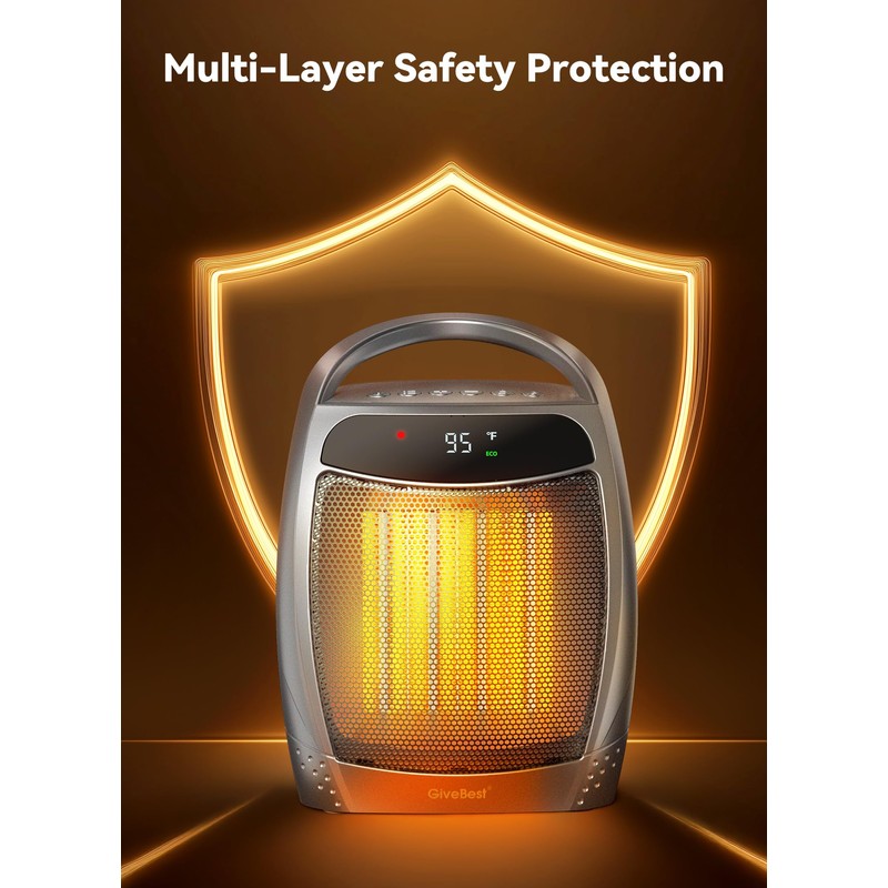 GiveBest Digital Space Heater, 1500W Portable Electric Heater for Indoor