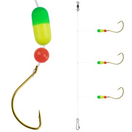 Pompano Rigs Surf Fishing Rigs Saltwater Triple Drop Pompano Rigs for Surf Fishing, Snell Floats Fishing Swivels Circle Hooks Pre-Rigged Fishing Rigs Tackle for Beach Offshore Surf Fishing 6/12pcs