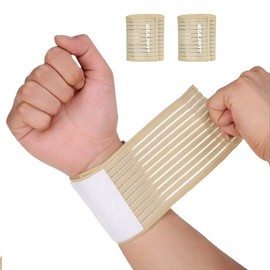 YEEKORO Elastic Knee Support Bandage, Knee Compression Strap, Ankle Support Brace/Adjustable Calf CompressionStrap/Knee Elbow Wrist Bands for Men and Women (Beige,40cm)