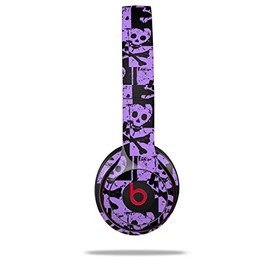 WraptorSkinz Skin Compatible with Beats Solo 4, Solo 3 and Solo 2 Wireless Headphones - Skull Checker Purple - Decal Vinyl Wrap (Headphones NOT Included)