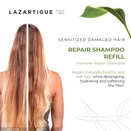 Lazartigue - Repair, Sulfate Free Shampoo, Botanical and Vegan, Natural, Repairs Hair Damage, Hydrates and Protects, Refill (500ml)