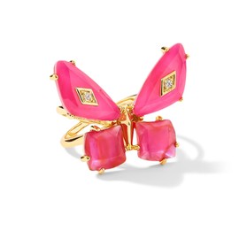 Kendra Scott Womens Bianca Butterfly Cocktail Ring Gold Pink Mix 9 One Size