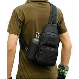 Seven-Flower Mens Sling Backpack Molle Tactical Military Outdoor Travel Shoulder Chest Bag with Water Bottle Holder