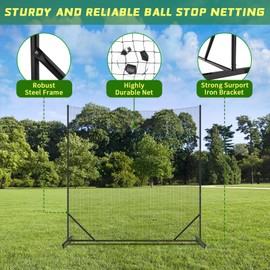 DOLEMODUO Soccer Ball Stop Netting for Backyard, 10x10ft Multi-Sport Backstop Net Systems with Post, Removable Soccer Net on Wheels, Basketball/Lacrosse Sport Barrier Net