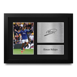 HWC Trading Iliman Ndiaye Everton Gifts Printed Signed Autograph Picture for Football Fans and Supporters - A4 Framed
