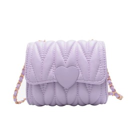 Women Girl Mini Shoulder Bag, Cute Heart Design Princess Crossbody Bags Purses for Toddler little Girls Gift, Purple