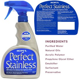 HOPE'S Perfect Stainless Steel Cleaner 22-Ounce, Streak-Free Self-Polishing Formula, Blocks Fingerprints, Pack of 4, 22 Ounce