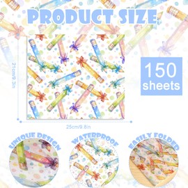 150 Pcs Back to School Wax Paper Sheets for Food Deli, 9.8'' x 8.3'' Rainbow Bow and Pencil Patterns Greaseproof Deli Paper for Sandwich Picnic Basket Liner Back to School Party Supplies