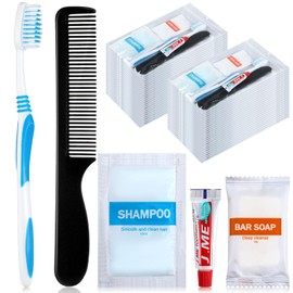 Newtay 48 Sets Personal Hygiene Kit Basic Toiletry Kits Homeless Supplies Bulk for Women, Men, Travel, Charity, Business Include 48 Shampoo, 48 Toothbrush, 48 Toothpaste, 48 Comb, and 48 Bath Soap