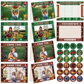 party greeting 24 Sets Football Picture Frame Craft Kits Football Athlete Team DIY Photo Frame Crafts Sport Touch Down Gifts for Kids Home School Kindergarten Party Activity Tabletop Display Decor
