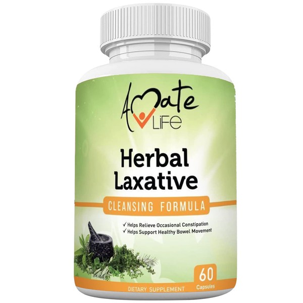 Amate Life Herbal Laxative Cleansing Formula Laxative Capsules Help with Occasional Constipation Promotes Regularity Probiotics Source Digestive System Health Non-GMO 60 Capsules