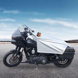 GARGOYLE BELLS Motorcycle Cover Seat Shade Cover Bike Covers Lightweight Half Covers Outdoor Sun Protection All Season Fits Various Motorcycle Models - Silver, L