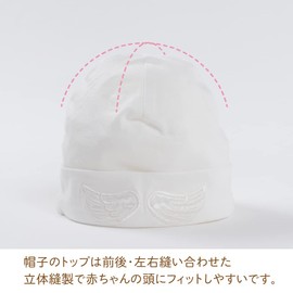 Cream De Coco Angel Wings Hat, Smooth, Baby Food, Gently Protects Head, Newborn, Baby, Made in Japan, Material for Spring, Summer, Autumn, Winter, 15.7 - 16.5 inches (40 - 42 cm) (Off-White), white