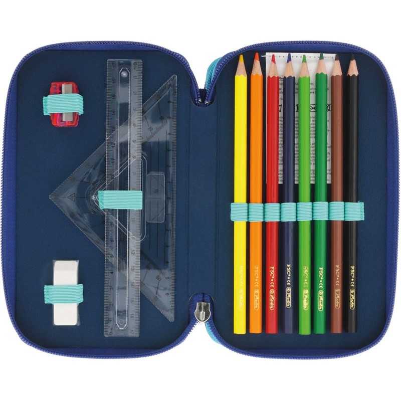 Herlitz TriCase 31-Piece Filled Case Dip Dye Blue/Turquoise, Dip Dye
