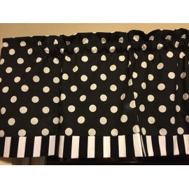 Black White Polka Dot Stripe Beedroom Kitchen Window Curtain Valance Decor