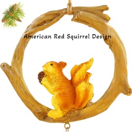Squirrel Wind Chimes for Outside Resin Hanging Decor for Outdoor Patio Backyard Porch Home or Garden Decor. 32 Inch Bronze