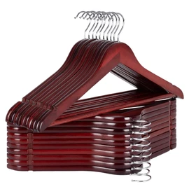 StorageWorks Wooden Hangers 20 Pack, Wood Coat Hanger for Coats, Shirts, Jackets, Pants, Suits, Dark Cherry Color