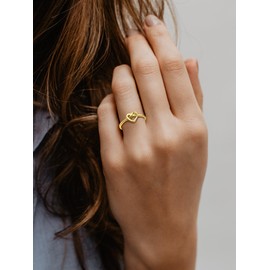 ChicSilver Gold Ring for Women Simple Gold Plated Sterling Silver Love Knot Ring Knot Heart Gifts for Mom Jewelry - Size 6