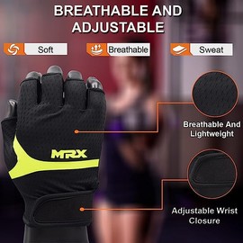 MRX Ladies Weight Lifting Gloves Womens Fitness Training Glove Exercise Anti Slip Padded Shock-Absorbing Extra Grip Gym Gloves (Green, Small)