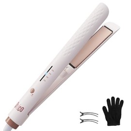 Quico Plancha para el cabello, alisadora de cabello de viaje global de 110-240 V para mujeres, calentamiento rápido en 15 segundos, plancha plana prof
