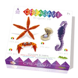 Creagami 3178736 Origami 3D Paper Sculpture Set of 4 Sea Craft Set for Adults and Children from 7 Years, 552 Pieces
