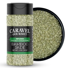 Bamboo Jade Sea Salt Infused with Wild Harvested Hawaiian Bamboo – Premium Finishing Salt that Adds a Salty and Green Tea Aroma – 5 oz Shaker by Caravel Gourmet