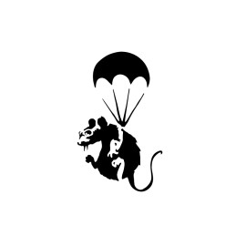 Unbranded Banksy Paratrooper Rat BLACK vinyl decal weatherproof dishwasher-saf
