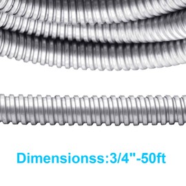 NIDAYE 50 ft 3/4 Inch Reduced Wall Flexible Metal Conduit, Galvanized Steel Outdoor Electrical Conduit for Greenfield Wiring, Cable Management