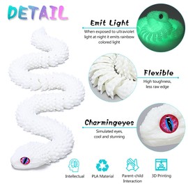 uyrzwek 4 Pcs 12in 3D Printed Snake Toys, 3D Printed Animals, Flexible 3D Printed Snake Stuff, Decorative for Boys Kids Home Decor Christmas Fidget Toys Gifts Halloween Decorations
