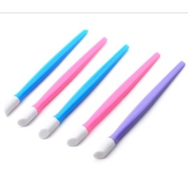 6pcs Professional Plastic Handle Hard Rubber Tipped Nail Art Tool Cuticle Pusher Cleaner(Random Color)