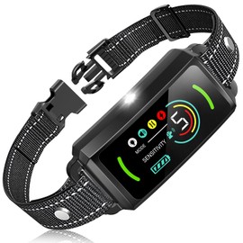 Bark Collar, Rechargeable Dog Bark Collar, Anti Barking Training Collar with Flashing Light, 5 Adjustable Sensitivity Beep Vibration, Bark Collar for Small Medium Large Dogs, IP67 Waterproof