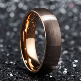 King Will 6mm Dome Brown Tungsten Carbide Wedding Band For Men Ring Rose Gold Inside Comfort Fit 9