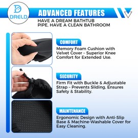 DRELD Knee Scooter Pad Cover, Universal Fit Knee Scooter Pad with Removable Soft Velvet Cover and 2.4-Inch Highly Resilient Memory Foam Cushion for Foot Surgery Recovery