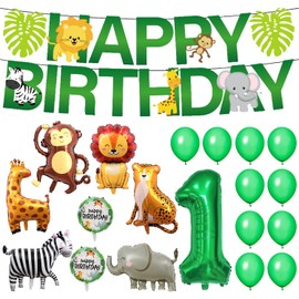 20 Pieces 1St Birthday Decoration Animal Balloons, Party Decoration Accessories, Birthday Photo Tools, Balloons And Flags For Decorating The Birthday