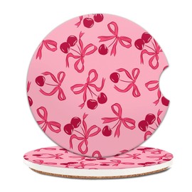 COYEUX - Posavasos absorbentes para coche, 2 unidades, divertidos accesorios para el interior, 2.5 pulgadas, bonitos posavasos de coche con una muesca de dedo para mujeres y hombres, bonito pajarita