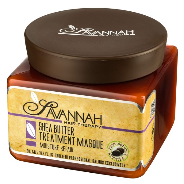 Savannah Hair Therapy Deep Hair Conditioning Mask with Shea Butter, Keratin & Vitamin B6 for Dry Damaged Hair, Intense Hydrating & Moisturizing Treatment Masque for All Hair Types - 16.9oz/500ml