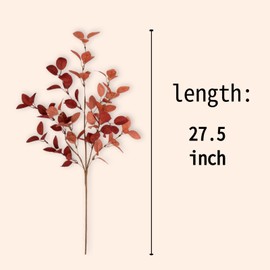 5 Pcs 27" Fall Eucalyptus Stems Faux Leaves Spray Fall Floral Stems for Vase Autumn Foliage Branches for Home Decor Flower Arrangement Harvest Table Burgundy