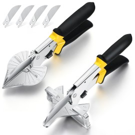Lothee Miter Shear for Angular Cutting Molding Quarter Round Cutter Trunking Shear Adjustable at 22.5 to 135 Degree Trim Cutter Hand Tool for Wood Plastic with Replacement Blade(Mixed, 2 Pcs)