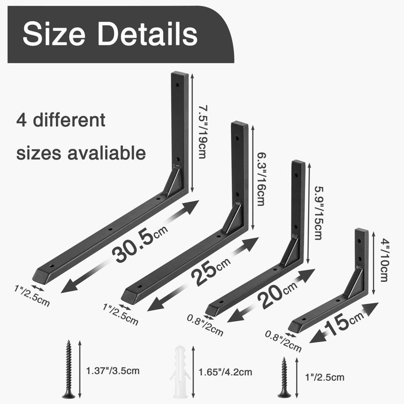 Ouvin Heavy Duty Shelf Brackets 6 inch 2 Pack Wall
