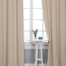 Blackout Curtains with Eyelets, 2 Pieces, Width 39.4 Inches (100 cm), Length 53.1 Inches (135 cm), Beige, Room Divider, Blocks Views From the Outside, Insulating, Blocks Cold Air, UV Protection