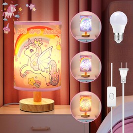CIFNUH Bedside Table Lamp - 3 Colors Dimmable Kids Night Light for Girls Bedroom Desk Reading Night Stand Decor, Cute Unicorn Lamp for Girls Birthday Christmas Gifts (Pink)