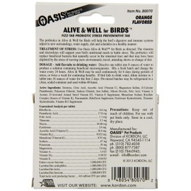 OASIS #80070 Alive and Well, Stress Preventative & Pro-Biotic Tablets for Birds