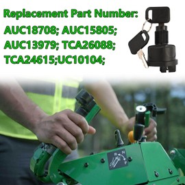 Ignition Switch with Key AUC18708, for John Deere 345 355 636M 648R 652M 661R GT235 GT245 LX277 X595 XUV550 Z720E Z930M UC10104 Replace TCA26088 AUC15805 AUC13979 TCA24615 Ignition Rotary Switch