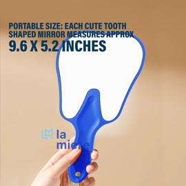 LA MIERE Tooth Shaped Mirror - Handheld Dental Mirror with Handle, Lightweight and Smooth, Blue