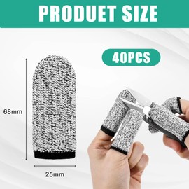 Pack of 40 Cut-resistant Finger Guards, Finger Guards, Breathable Non-Slip Reusable Thumb Protection for Work, Kitchen, Garden, Sculpture (Grey)