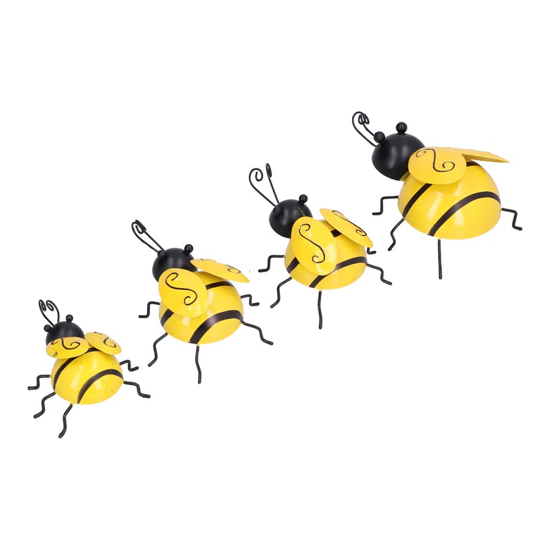 4Pcs/Set Wrought Iron Bee Decoration Wall Hanging 3 Dimensional Bee