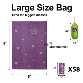 Lesibag Scented Dog Poop Bags With Dispenser, Strong and Leak-proof Waste Bags for Pets, 870 Count (58 Packs of 15), 13 Inch x 9 Inch (Purple)