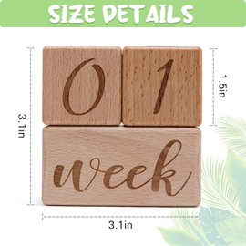 Wooden Age Blocks Milestone Blocks Set for Monthly Milestone Photo Props Set - Newborn Weekly Monthly First Year Picture Props - KAMHBE (3 PCS)