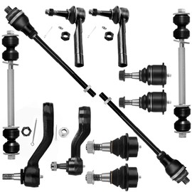 SCITOO 12Pcs Suspension Kit 2 Inner Tie Rod 2 Outer Tie Rod 2 Front Sway Bar 2 Upper 2 Lower Ball Joint 1 Idler Arm 1 Pitman Arm fit 1999-2006 for GMC Sierra 1500 Yukon