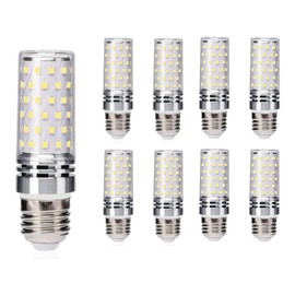KONPWAY 8W LED Corn Light Bulb - Equivalent 60W Incandescent, 800LM, E26 Base Cold White 6500K Non-Dimmable, 9-Pack